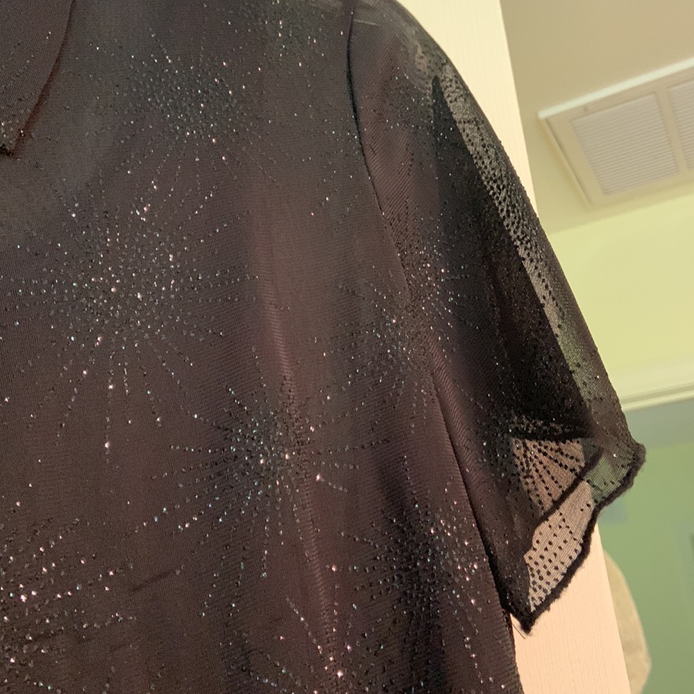 Beautiful vintage dress and top set - black sheer with silver embellishments - Picture 6 of 7